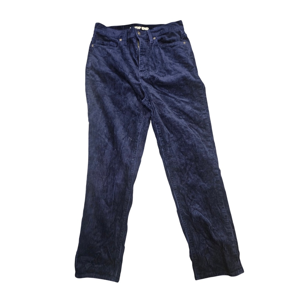 Lands End Corduroy Pants Womens 6 Navy Blue Excellent Straight Leg 5-Pocket